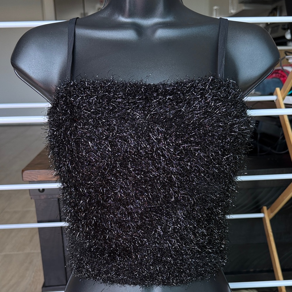 Fuzzy Black Going Out Women's Top